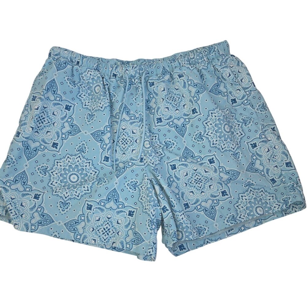 Foot Locker Blue Bandana Print Swim Shorts Mens XXL LCKR Mesh Lining Elastic Wai